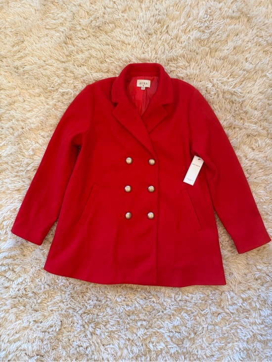 Aura Jackets & Blazers - NWT red peacoat with gold buttons women’s size medium